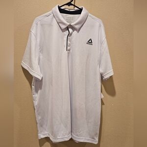 New Reebok Men's Classic White Moisture Wicking Ribbed Polo Shirt, Size 3XL